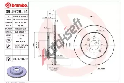 BREMBO Brzdov kotou COATED DISC LINE - 253 mm BRE 09.9728.11, 09.9728.11