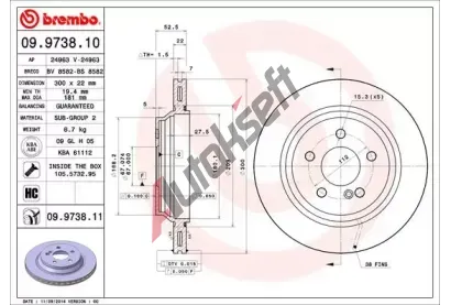 BREMBO Brzdov kotou COATED DISC LINE - 300 mm BRE 09.9738.11, 09.9738.11