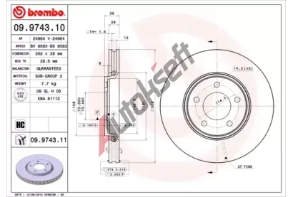 BREMBO Brzdov kotou COATED DISC LINE - 302 mm BRE 09.9743.11, 09.9743.11