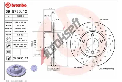 BREMBO Brzdov kotou XTRA LINE - 284 mm BRE 09.9750.1X, 09.9750.1X