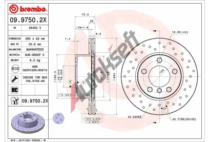BREMBO Brzdov kotou XTRA LINE - 284 mm BRE 09.9750.2X, 09.9750.2X
