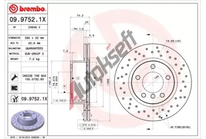 BREMBO Brzdov kotou XTRA LINE - 292 mm BRE 09.9752.1X, 09.9752.1X