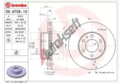 BREMBO Brzdov kotou - 300 mm BRE 09.9758.10, 09.9758.10