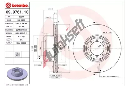 BREMBO Brzdov kotou - 294 mm BRE 09.9761.10, 09.9761.10