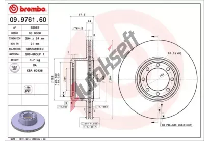 BREMBO Brzdov kotou - 294 mm BRE 09.9761.60, 09.9761.60