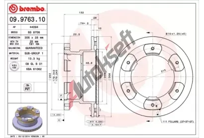BREMBO Brzdov kotou - 306 mm BRE 09.9763.10, 09.9763.10
