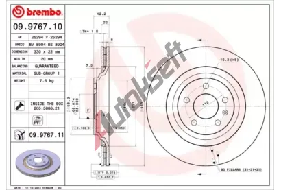 BREMBO Brzdov kotou COATED DISC LINE - 330 mm BRE 09.9767.11, 09.9767.11