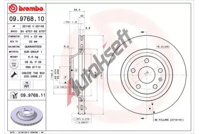 BREMBO Brzdov kotou COATED DISC LINE - 310 mm BRE 09.9768.11, 09.9768.11