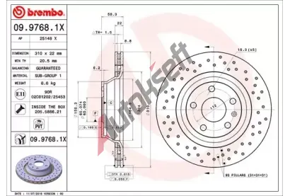 BREMBO Brzdov kotou XTRA LINE - 310 mm BRE 09.9768.1X, 09.9768.1X