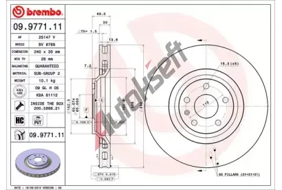 BREMBO Brzdov kotou COATED DISC LINE - 340 mm BRE 09.9771.11, 09.9771.11