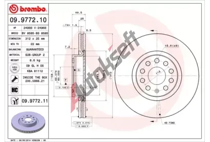 BREMBO Brzdov kotou COATED DISC LINE - 312 mm BRE 09.9772.11, 09.9772.11