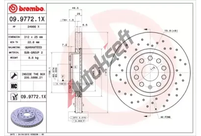 BREMBO Brzdov kotou XTRA LINE - 312 mm BRE 09.9772.1X, 09.9772.1X