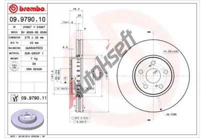 BREMBO Brzdov kotou COATED DISC LINE - 276 mm BRE 09.9790.11, 09.9790.11