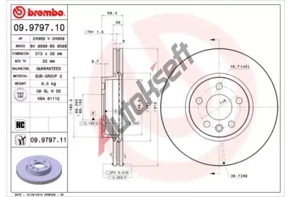 BREMBO Brzdov kotou COATED DISC LINE - 313 mm BRE 09.9797.11, 09.9797.11