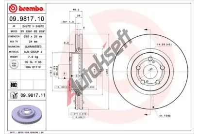 BREMBO Brzdov kotou COATED DISC LINE - 295 mm BRE 09.9817.11, 09.9817.11