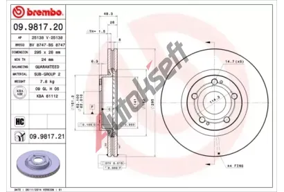 BREMBO Brzdov kotou COATED DISC LINE - 295 mm BRE 09.9817.21, 09.9817.21