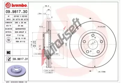 BREMBO Brzdov kotou COATED DISC LINE - 295 mm BRE 09.9817.31, 09.9817.31