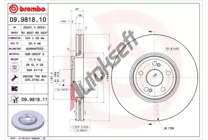 BREMBO Brzdov kotou COATED DISC LINE - 324 mm BRE 09.9818.11, 09.9818.11