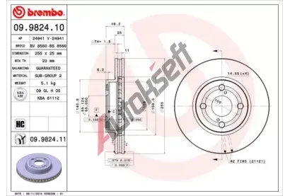 BREMBO Brzdov kotou COATED DISC LINE - 255 mm BRE 09.9824.11, 09.9824.11