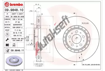 BREMBO Brzdov kotou COATED DISC LINE - 336 mm BRE 09.9848.11, 09.9848.11