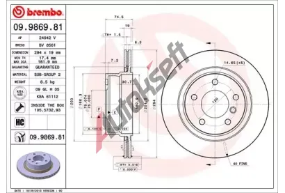 BREMBO Brzdov kotou COATED DISC LINE - 294 mm BRE 09.9869.81, 09.9869.81