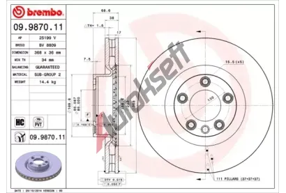 BREMBO Brzdov kotou COATED DISC LINE - 368 mm BRE 09.9870.11, 09.9870.11