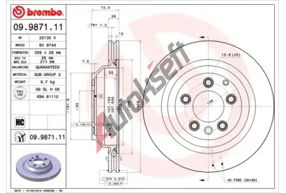 BREMBO Brzdov kotou COATED DISC LINE - 358 mm BRE 09.9871.11, 09.9871.11