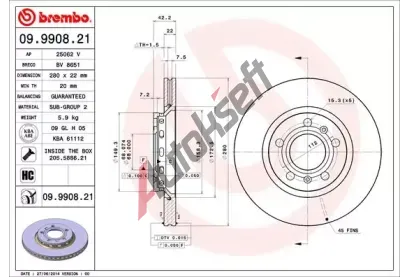 BREMBO Brzdov kotou COATED DISC LINE - 280 mm BRE 09.9908.21, 09.9908.21