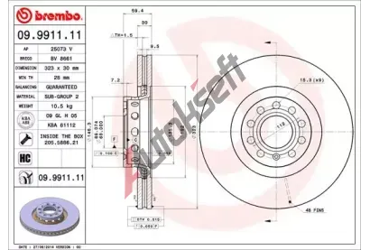 BREMBO Brzdov kotou COATED DISC LINE - 323 mm BRE 09.9911.11, 09.9911.11