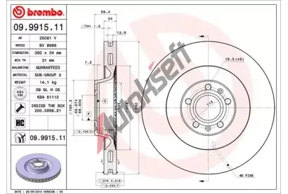 BREMBO Brzdov kotou COATED DISC LINE - 360 mm BRE 09.9915.11, 09.9915.11