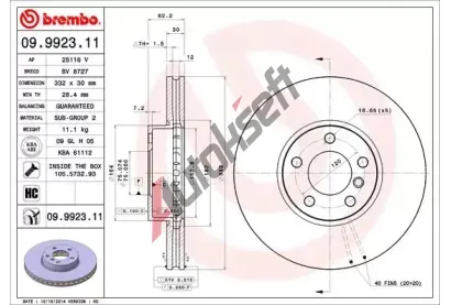 BREMBO Brzdov kotou COATED DISC LINE - 332 mm BRE 09.9923.11, 09.9923.11