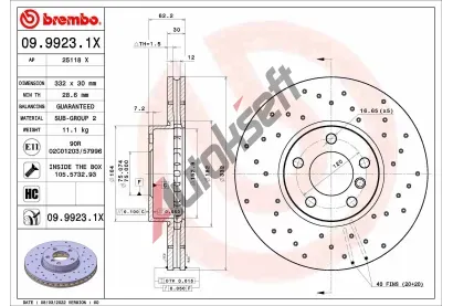 BREMBO Brzdov kotou XTRA LINE - 332 mm BRE 09.9923.1X, 09.9923.1X