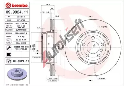 BREMBO Brzdov kotou COATED DISC LINE - 345 mm BRE 09.9924.11, 09.9924.11