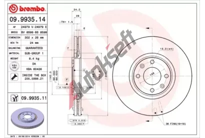 BREMBO Brzdov kotou COATED DISC LINE - 302 mm BRE 09.9935.11, 09.9935.11