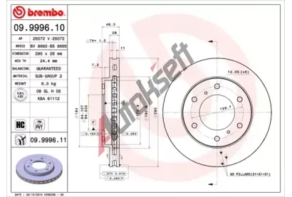 BREMBO Brzdov kotou COATED DISC LINE - 290 mm BRE 09.9996.11, 09.9996.11