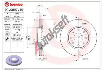 BREMBO Brzdov kotou - 275 mm BRE 09.9997.10, 09.9997.10
