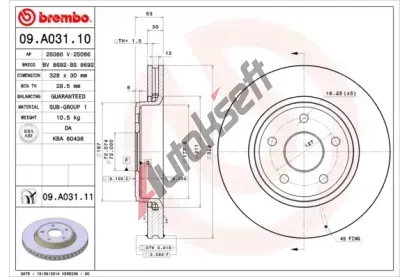 BREMBO Brzdov kotou COATED DISC LINE - 328 mm BRE 09.A031.11, 09.A031.11