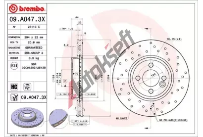 BREMBO Brzdov kotou XTRA LINE - 294 mm BRE 09.A047.3X, 09.A047.3X