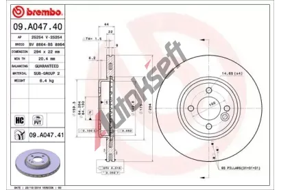 BREMBO Brzdov kotou COATED DISC LINE - 294 mm BRE 09.A047.41, 09.A047.41