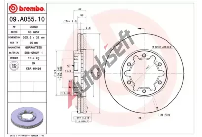 BREMBO Brzdov kotou - 306 mm BRE 09.A055.10, 09.A055.10