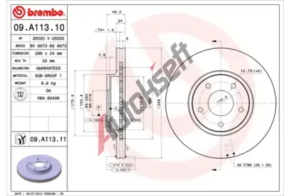BREMBO Brzdov kotou COATED DISC LINE - 296 mm BRE 09.A113.11, 09.A113.11