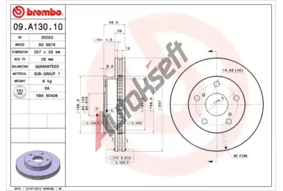 BREMBO Brzdov kotou - 257 mm BRE 09.A130.10, 09.A130.10