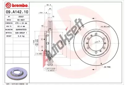BREMBO Brzdov kotou - 276 mm BRE 09.A142.10, 09.A142.10