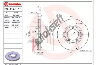 BREMBO Brzdov kotou - 254 mm BRE 09.A145.10, 09.A145.10