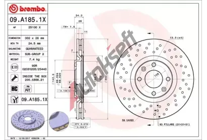 BREMBO Brzdov kotou XTRA LINE - 302 mm BRE 09.A185.1X, 09.A185.1X