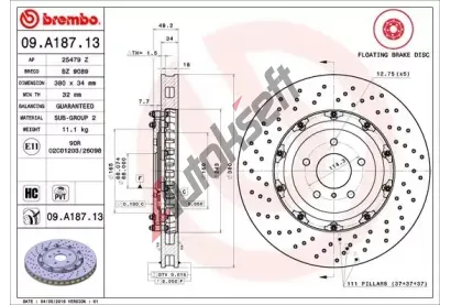 BREMBO Brzdov� kotou� TWO-PIECE FLOATING DISCS LINE - 380 mm BRE 09.A187.13, 09.A187.13