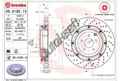BREMBO Brzdov kotou TWO-PIECE FLOATING DISCS LINE - 380 mm BRE 09.A190.13, 09.A190.13
