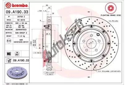 BREMBO Brzdov� kotou� TWO-PIECE FLOATING DISCS LINE - 380 mm BRE 09.A190.33, 09.A190.33