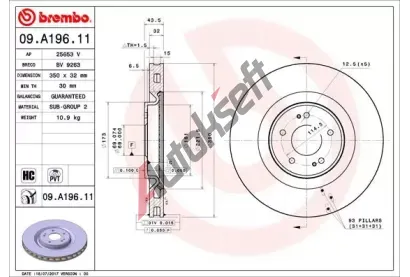 BREMBO Brzdov kotou COATED DISC LINE - 350 mm BRE 09.A196.11, 09.A196.11
