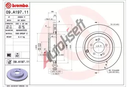 BREMBO Brzdov kotou COATED DISC LINE - 330 mm BRE 09.A197.11, 09.A197.11